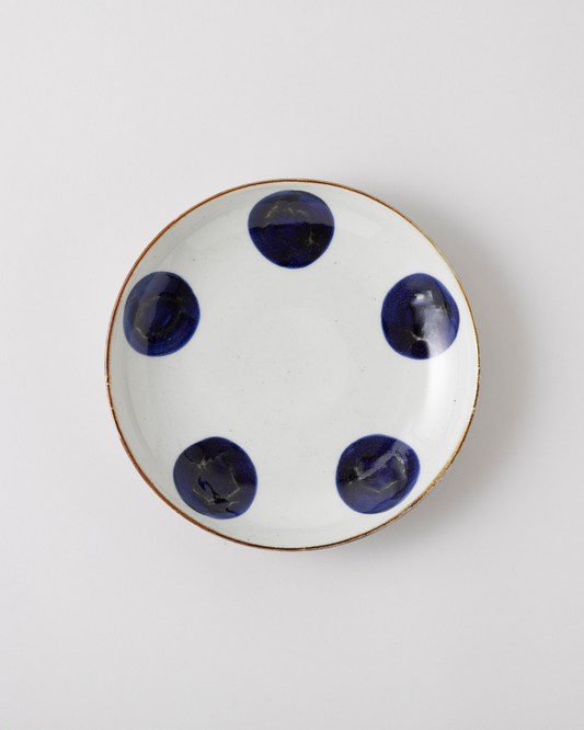 Blue & White Hand-Painted Japanese Large Plate 8.7" – Hasami Ware bold circle