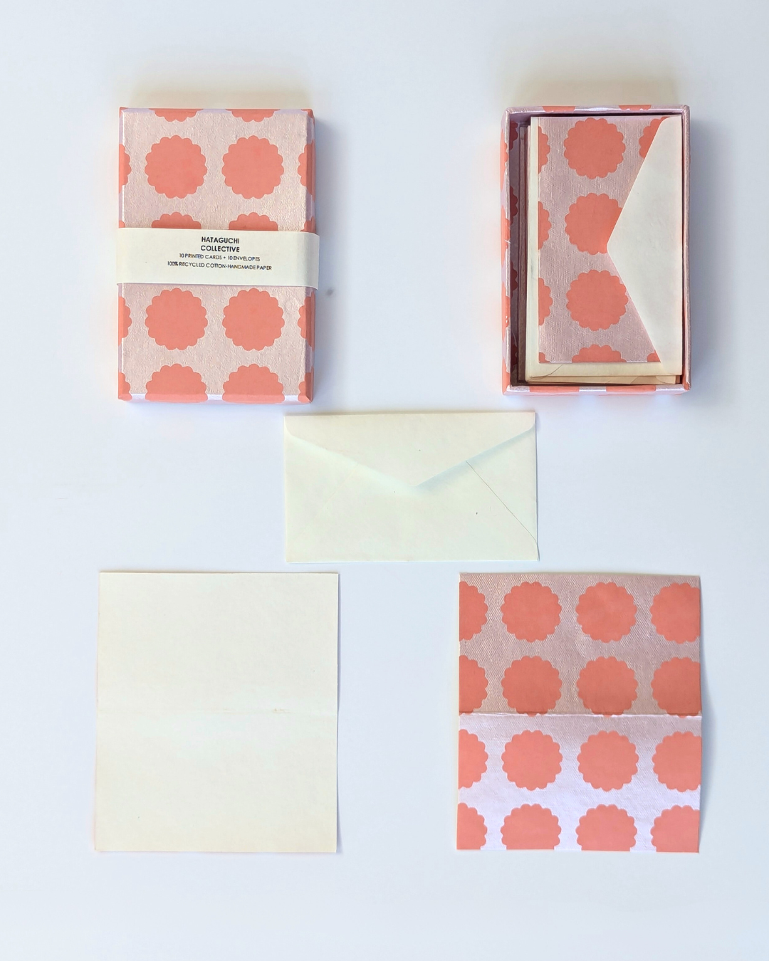 Upcycled Cotton Pulp Greeting Cards - Biscuit Rose | Set of 10 in a Box