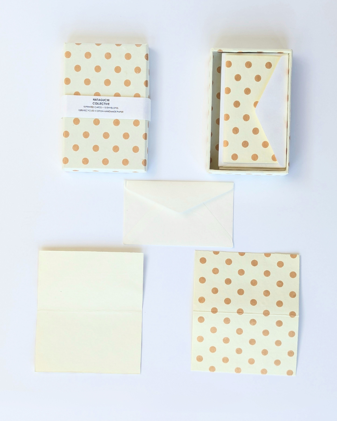 Upcycled Cotton Pulp Greeting Cards - Dots Gold | Set of 10 in a Box