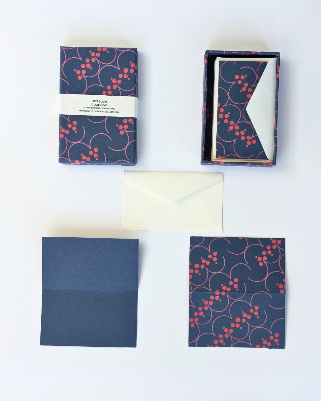 Upcycled Cotton Pulp Greeting Cards - Snaap Red & Navy | Set of 10 in a Box