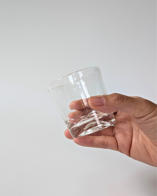 Handblown Sake Glass in hand