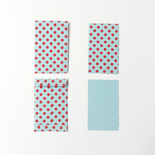 Upcycled Cotton Pulp Small Cards - Dots Blue x Red | Set of 3 2.75 x 4”