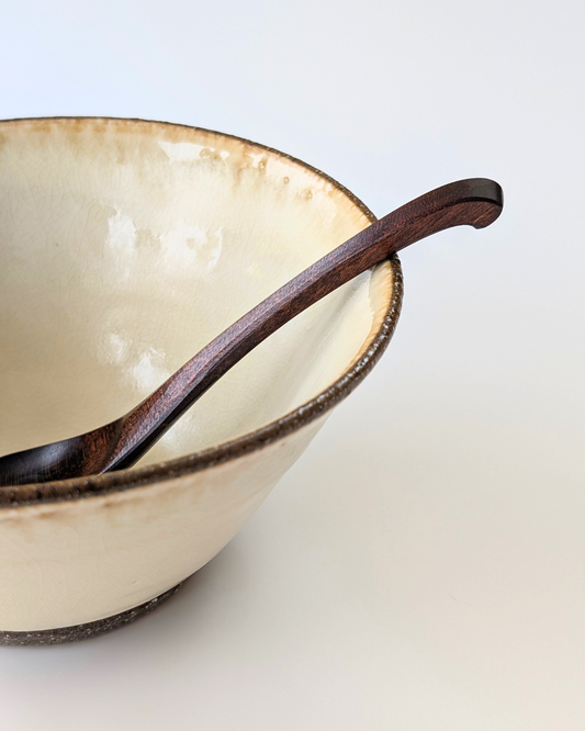 Maple Wood Soup Spoon — No-Slip Resting Design, Fuki-Urushi Finish