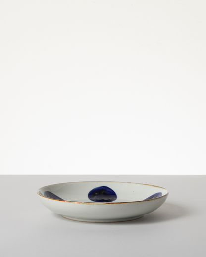 Blue & White Hand-Painted Japanese Large Plate 8.7" – Hasami Ware bold circle side