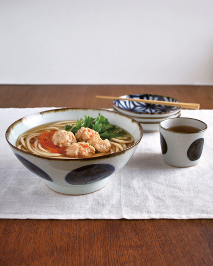Blue & White Hand-Painted Japanese Ramen Bowl – Hasami Ware