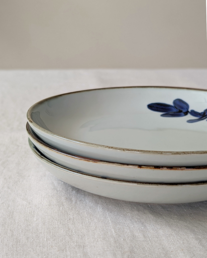 Blue & White Hand-Painted Japanese Large Plate 8.7" – Hasami Ware stacked
