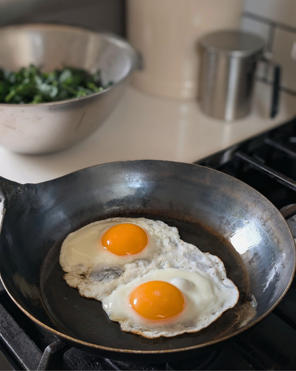 Hand-Forged Iron Frying Pan – KIYA x Yamada Kogyosho sunny side up