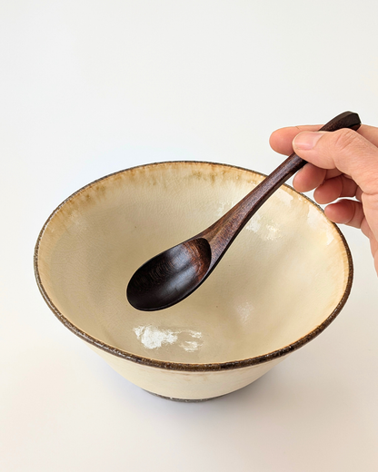 Maple Wood Soup Spoon — No-Slip Resting Design, Fuki-Urushi Finish