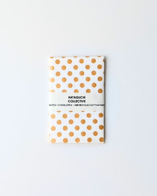 Upcycled Cotton Pulp Small Cards - Dots Gold | Set of 3  2.75 x 4”